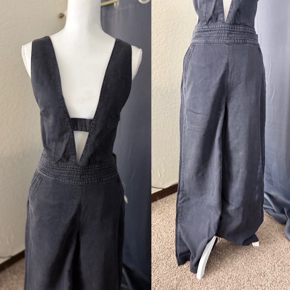 Pilcro Puddle Wide Leg Denim Jumpsuit Womens 27 Black NEW with tags - Picture 5 of 12